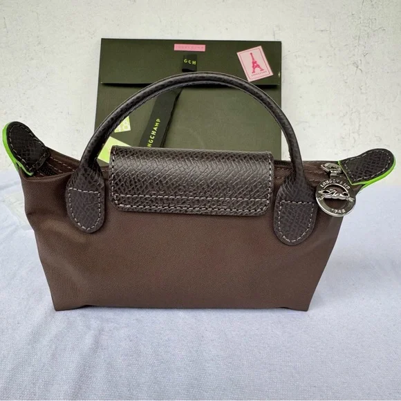 NWOT LONGCHAMP Le Pliage Green Pouch with Handle - Picture 12 of 16